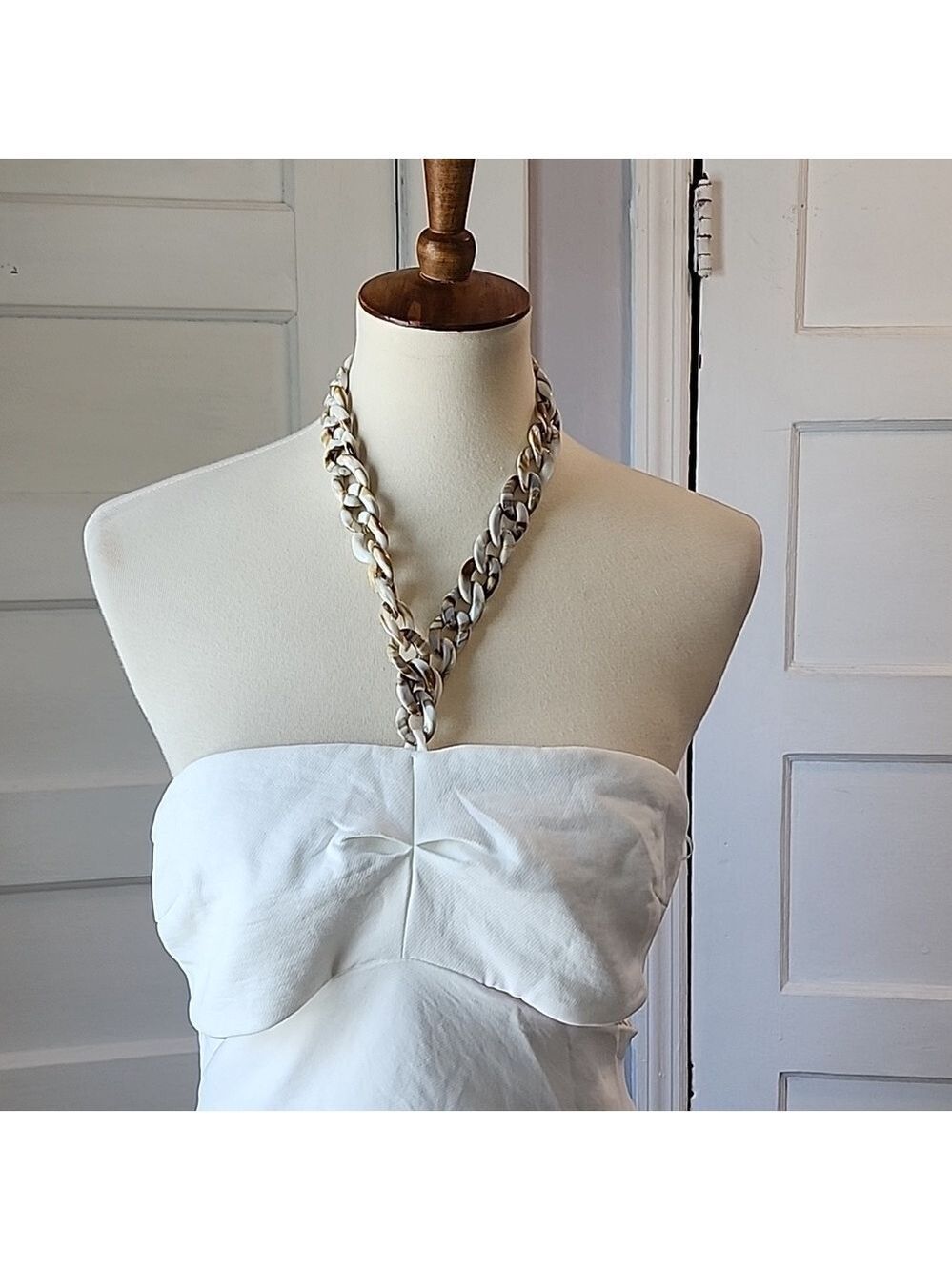 NWT Zara Cut Out Chain Detail White Dress - Picture 11 of 17